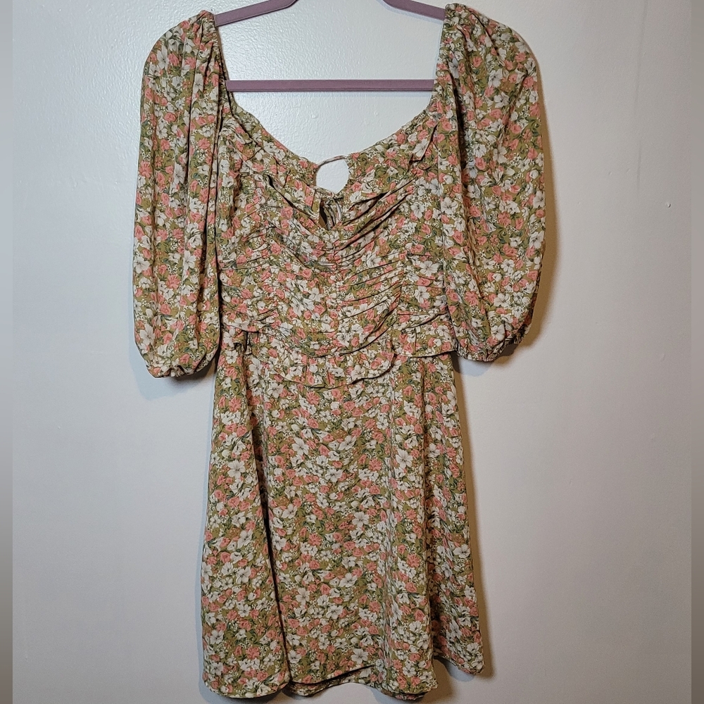Lush Lime Rose Floral Mini Dress Size Small